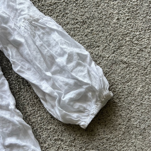 Maeve Anthropologie White Linen Peasant Long Sleeve Blouse - Picture 2 of 4